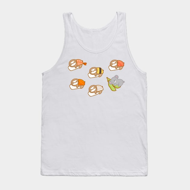 Cute Sloth Koala Sushi Lovers Tank Top by theslothinme